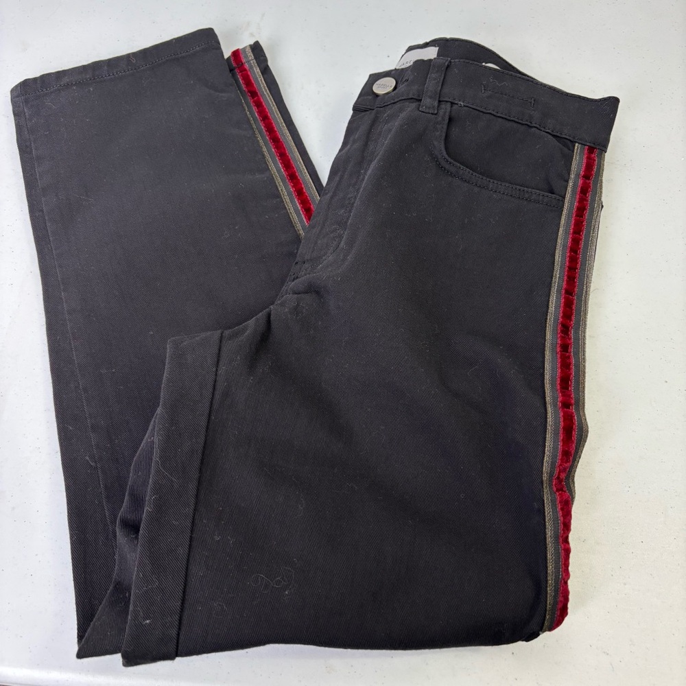 Marcella Sport Black Jeans with Maroon Velvet Stripe